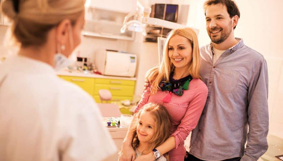 A family at a regular dental checkup